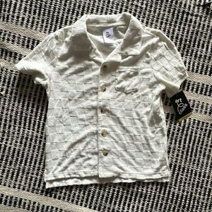 Art Class Size M (8) Off white Button down boys shirt Terry Cloth NWT
